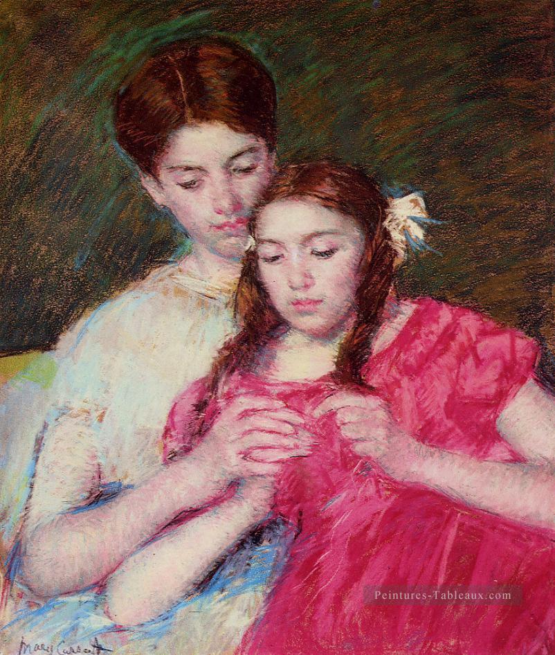 La leçon de Chrochet mères des enfants Mary Cassatt Peintures à l'huile